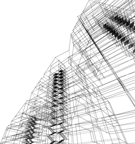 Abstrakcyjne Linie Rysunku Koncepcji Sztuki Architektonicznej Minimalne Kształty Geometryczne — Wektor stockowy