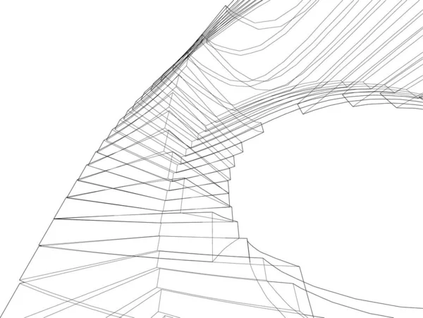 Líneas Abstractas Dibujo Concepto Arte Arquitectónico Formas Geométricas Mínimas — Archivo Imágenes Vectoriales