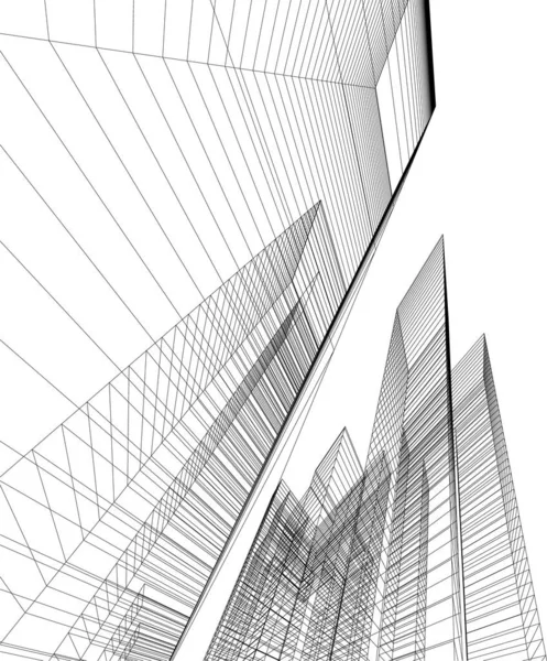 Líneas Abstractas Dibujo Concepto Arte Arquitectónico Formas Geométricas Mínimas — Vector de stock