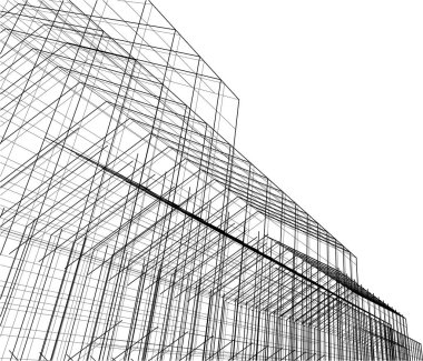 Mimari sanat konseptinde soyut çizgiler, minimum geometrik şekiller. 