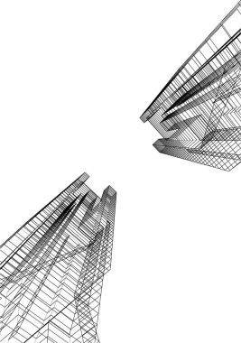 Mimari sanat konseptinde soyut çizgiler, minimum geometrik şekiller. 