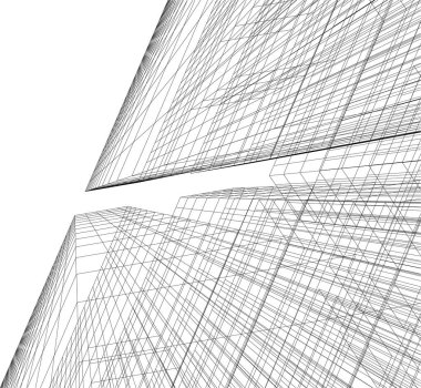 Mimari sanat konseptinde soyut çizgiler, minimum geometrik şekiller. 