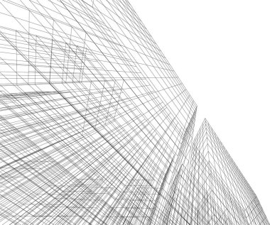 Mimari sanat konseptinde soyut çizgiler, minimum geometrik şekiller. 