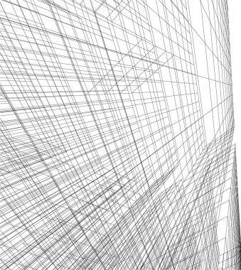 Mimari sanat konseptinde soyut çizgiler, minimum geometrik şekiller. 