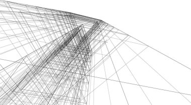 Mimari sanat konseptinde soyut çizgiler, minimum geometrik şekiller. 