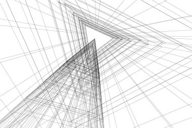 Mimari sanat konseptinde soyut çizgiler, minimum geometrik şekiller. 