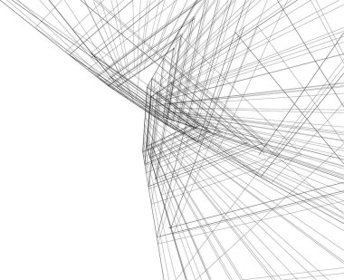 Mimari sanat konseptinde soyut çizgiler, minimum geometrik şekiller. 