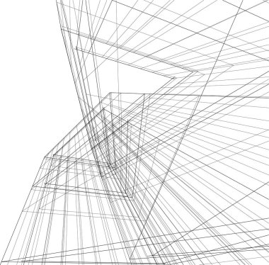 Mimari sanat konseptinde soyut çizgiler, minimum geometrik şekiller. 