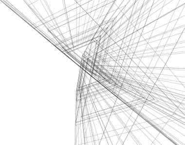 Mimari sanat konseptinde soyut çizgiler, minimum geometrik şekiller. 