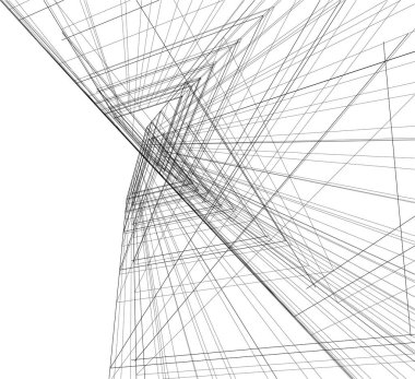 Mimari sanat konseptinde soyut çizgiler, minimum geometrik şekiller. 