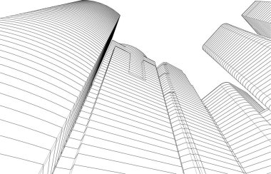 Mimari sanat konseptinde soyut çizgiler, minimum geometrik şekiller. 