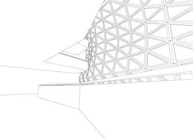 Mimari sanat konseptinde soyut çizgiler, minimum geometrik şekiller. 