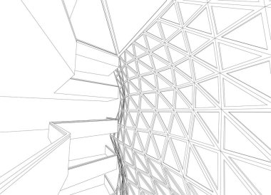 Mimari sanat konseptinde soyut çizgiler, minimum geometrik şekiller. 