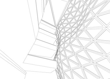 Mimari sanat konseptinde soyut çizgiler, minimum geometrik şekiller. 