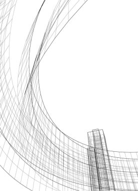 Mimari sanat konseptinde soyut çizgiler, minimum geometrik şekiller. 