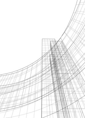 Mimari sanat konseptinde soyut çizgiler, minimum geometrik şekiller. 