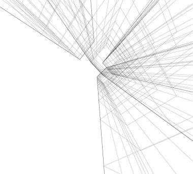 Mimari sanat konseptinde soyut çizgiler, minimum geometrik şekiller. 