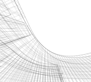Mimari sanat konseptinde soyut çizgiler, minimum geometrik şekiller. 