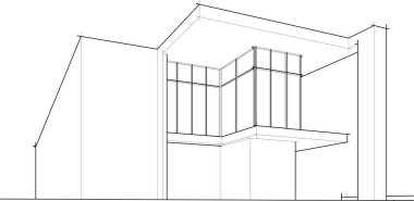 Mimari sanat konseptinde soyut çizgiler, minimum geometrik şekiller. 