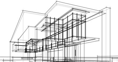 Mimari sanat konseptinde soyut çizgiler, minimum geometrik şekiller. 