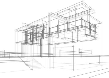 Mimari sanat konseptinde soyut çizgiler, minimum geometrik şekiller. 