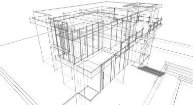 Mimari sanat konseptinde soyut çizgiler, minimum geometrik şekiller. 