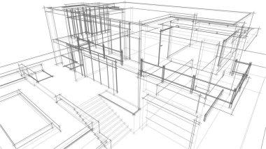 Mimari sanat konseptinde soyut çizgiler, minimum geometrik şekiller. 