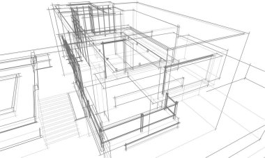 Mimari sanat konseptinde soyut çizgiler, minimum geometrik şekiller. 