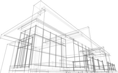 Mimari sanat konseptinde soyut çizgiler, minimum geometrik şekiller. 