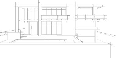 Mimari sanat konseptinde soyut çizgiler, minimum geometrik şekiller. 