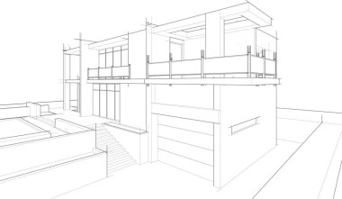 Mimari sanat konseptinde soyut çizgiler, minimum geometrik şekiller. 
