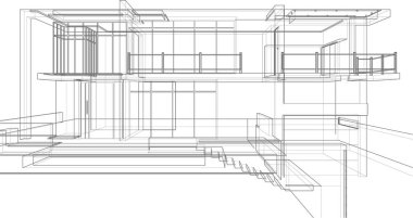 Mimari sanat konseptinde soyut çizgiler, minimum geometrik şekiller. 