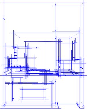 Mimari sanat konseptinde soyut çizgiler, minimum geometrik şekiller. 