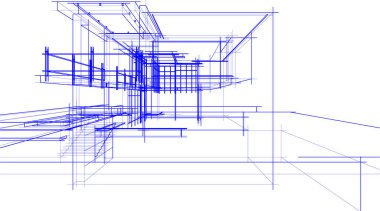Mimari sanat konseptinde soyut çizgiler, minimum geometrik şekiller. 