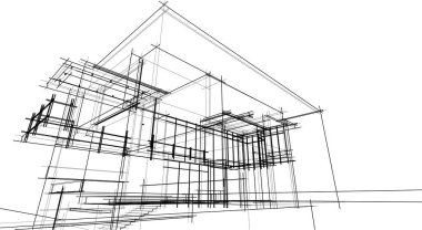 Mimari sanat konseptinde soyut çizgiler, minimum geometrik şekiller. 