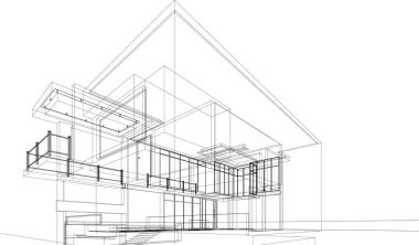 Mimari sanat konseptinde soyut çizgiler, minimum geometrik şekiller. 