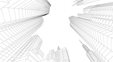 Mimari sanat konseptinde soyut çizgiler, minimum geometrik şekiller. 