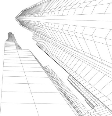 Mimari sanat konseptinde soyut çizgiler, minimum geometrik şekiller. 