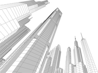 Mimari sanat konseptinde soyut çizgiler, minimum geometrik şekiller. 