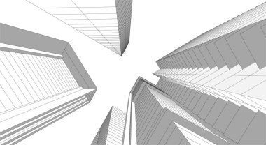 Mimari sanat konseptinde soyut çizgiler, minimum geometrik şekiller. 