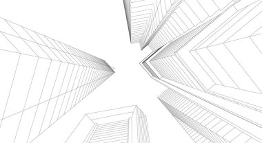 Mimari sanat konseptinde soyut çizgiler, minimum geometrik şekiller. 