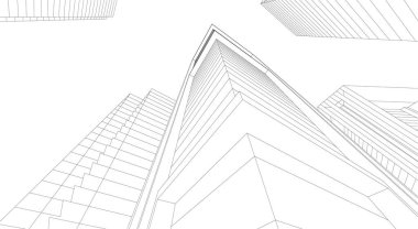 Mimari sanat konseptinde soyut çizgiler, minimum geometrik şekiller. 