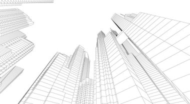 Mimari sanat konseptinde soyut çizgiler, minimum geometrik şekiller. 