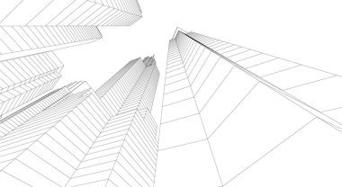 Mimari sanat konseptinde soyut çizgiler, minimum geometrik şekiller. 