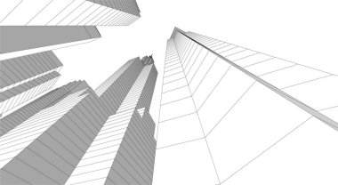 Mimari sanat konseptinde soyut çizgiler, minimum geometrik şekiller. 