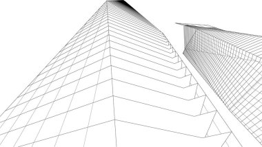 Mimari sanat konseptinde soyut çizgiler, minimum geometrik şekiller. 