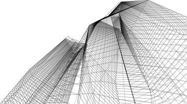 Mimari sanat konseptinde soyut çizgiler, minimum geometrik şekiller. 