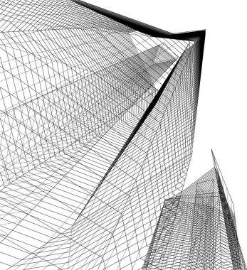 Mimari sanat konseptinde soyut çizgiler, minimum geometrik şekiller. 