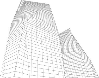 Mimari sanat konseptinde soyut çizgiler, minimum geometrik şekiller. 