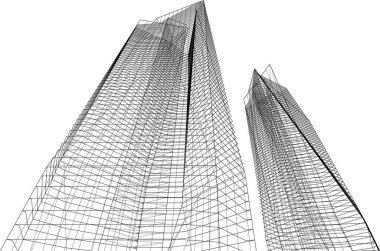 Mimari sanat konseptinde soyut çizgiler, minimum geometrik şekiller. 